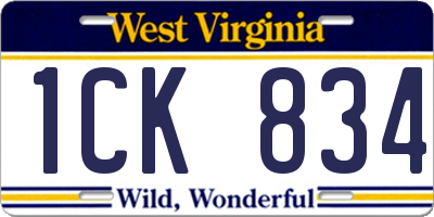 WV license plate 1CK834