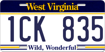 WV license plate 1CK835
