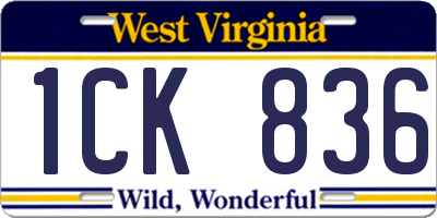 WV license plate 1CK836