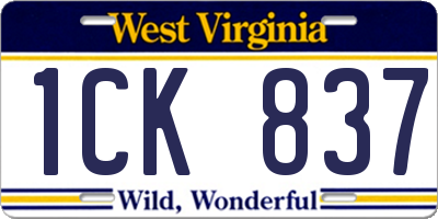 WV license plate 1CK837