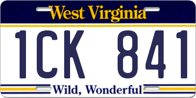 WV license plate 1CK841
