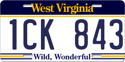 WV license plate 1CK843