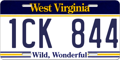 WV license plate 1CK844