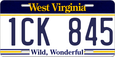WV license plate 1CK845