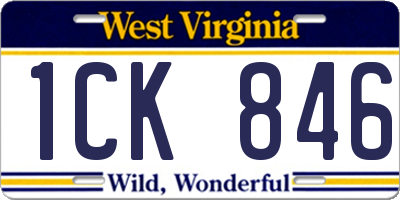 WV license plate 1CK846