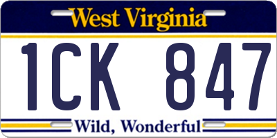 WV license plate 1CK847
