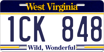 WV license plate 1CK848