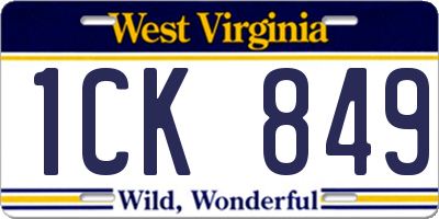 WV license plate 1CK849
