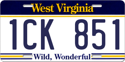 WV license plate 1CK851