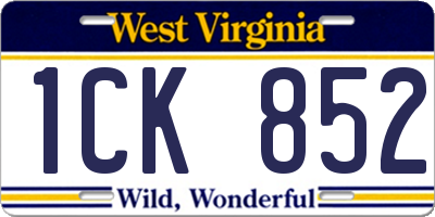 WV license plate 1CK852