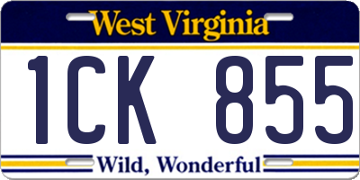 WV license plate 1CK855