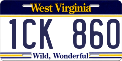 WV license plate 1CK860