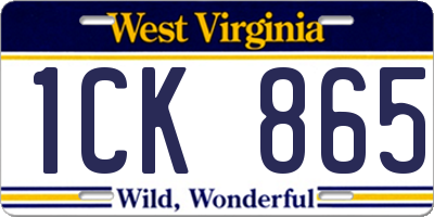 WV license plate 1CK865