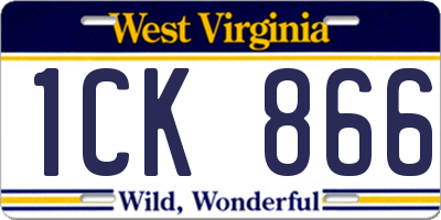 WV license plate 1CK866