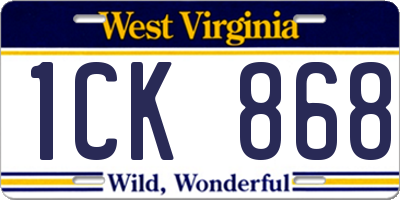 WV license plate 1CK868