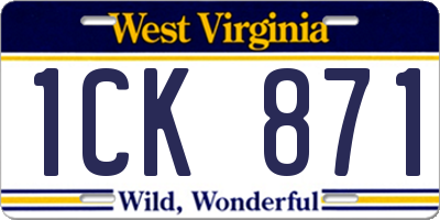WV license plate 1CK871