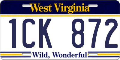 WV license plate 1CK872