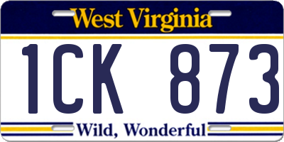WV license plate 1CK873
