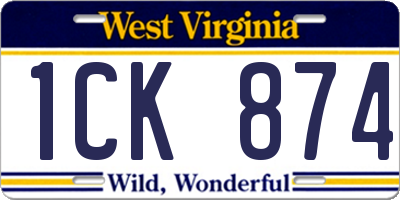 WV license plate 1CK874