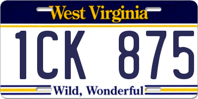 WV license plate 1CK875