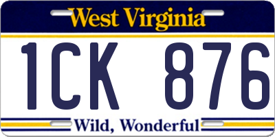 WV license plate 1CK876