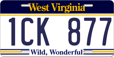 WV license plate 1CK877
