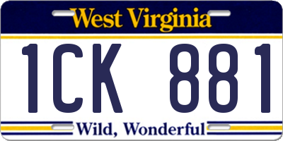 WV license plate 1CK881