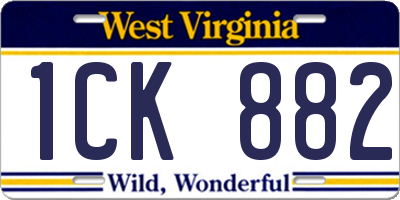 WV license plate 1CK882