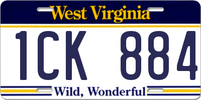 WV license plate 1CK884