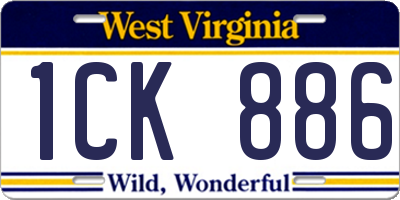 WV license plate 1CK886