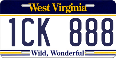 WV license plate 1CK888