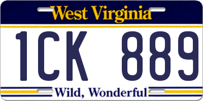 WV license plate 1CK889