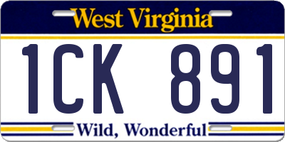WV license plate 1CK891