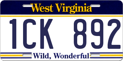 WV license plate 1CK892