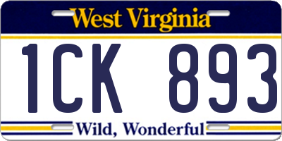 WV license plate 1CK893