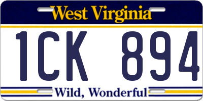 WV license plate 1CK894
