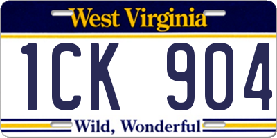 WV license plate 1CK904