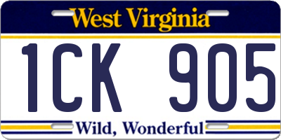 WV license plate 1CK905