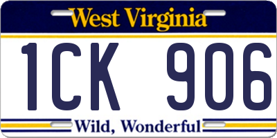 WV license plate 1CK906