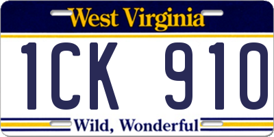 WV license plate 1CK910