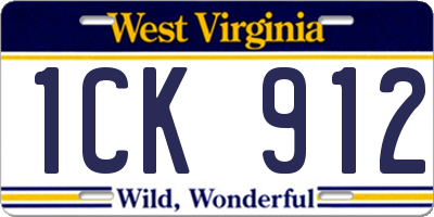 WV license plate 1CK912