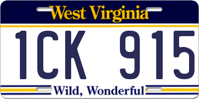 WV license plate 1CK915