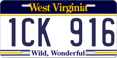 WV license plate 1CK916