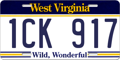 WV license plate 1CK917