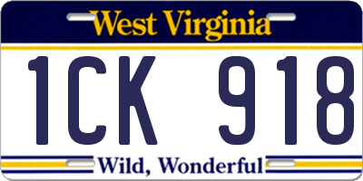 WV license plate 1CK918