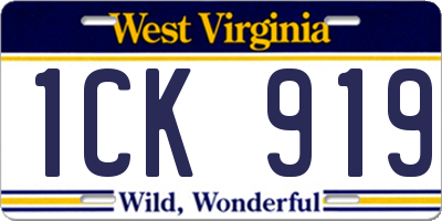 WV license plate 1CK919