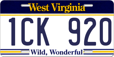 WV license plate 1CK920