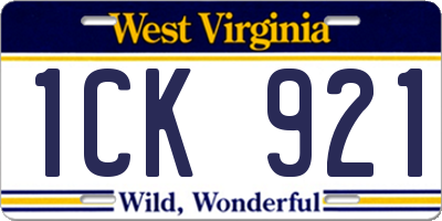 WV license plate 1CK921