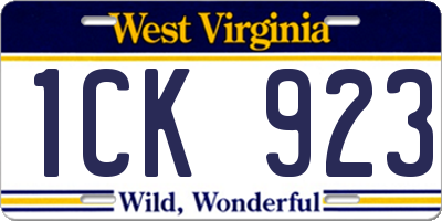 WV license plate 1CK923