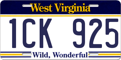 WV license plate 1CK925